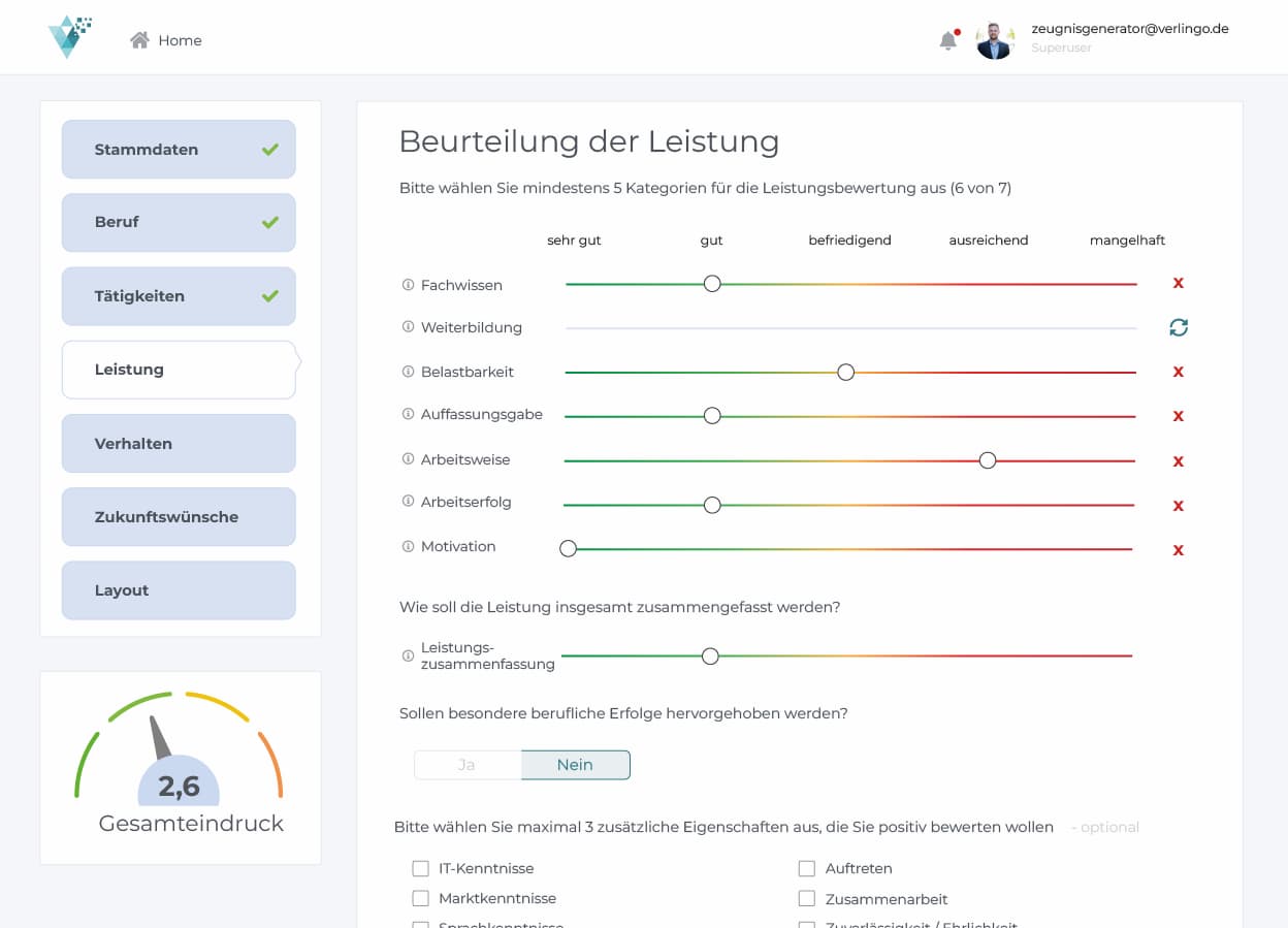 Arbeitszeugnis Generator von zeugnisprofi.com